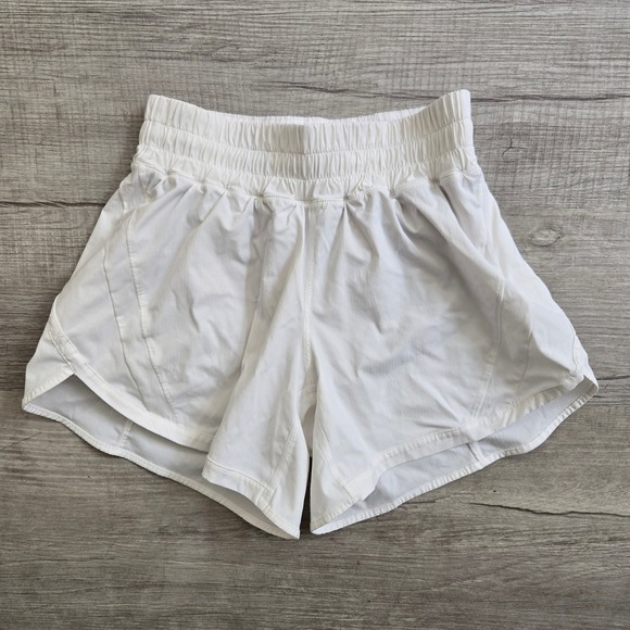 Lululemon Pants - Lululemon Track That Shorts Women 6 White High Rise Smocked Waist Running Gym